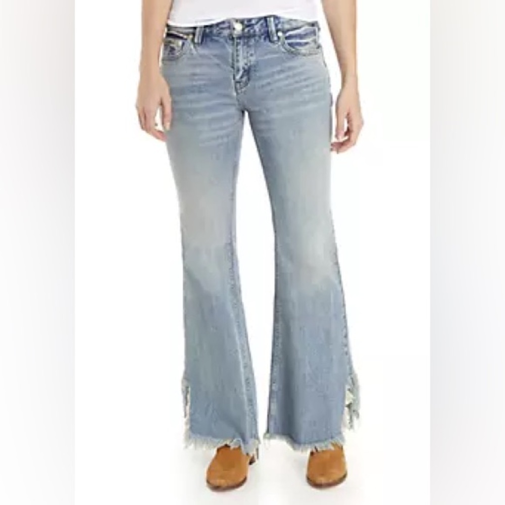 Free People We the Free Vintage Raw Hemโ Wide Flare Jeans 30 Rocker Y2K Grunge
